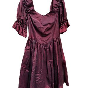 Vintage Taffeta Dress Burgundy VICTORIANA Gown 33" Bust 28" Waist Formal 80s 90s
